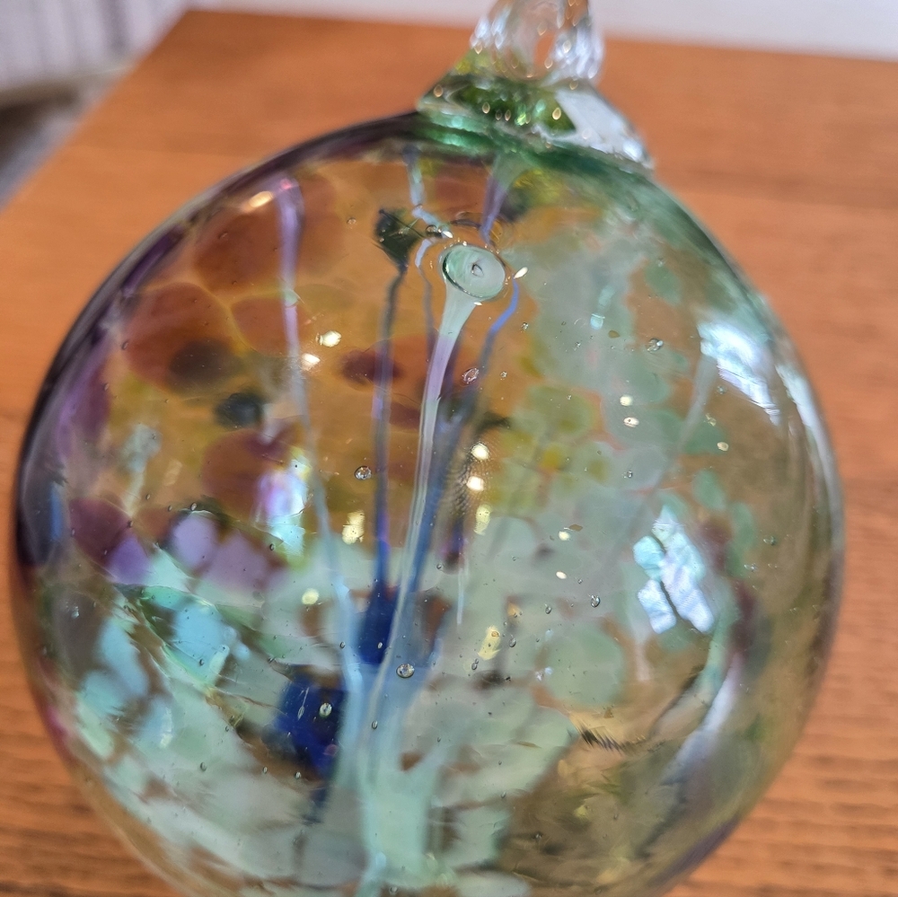 Kitras Hand Blown Art Glass Tree Of Life Enchantment 6" Large Orb Ball Ornament - Picture 11 of 12